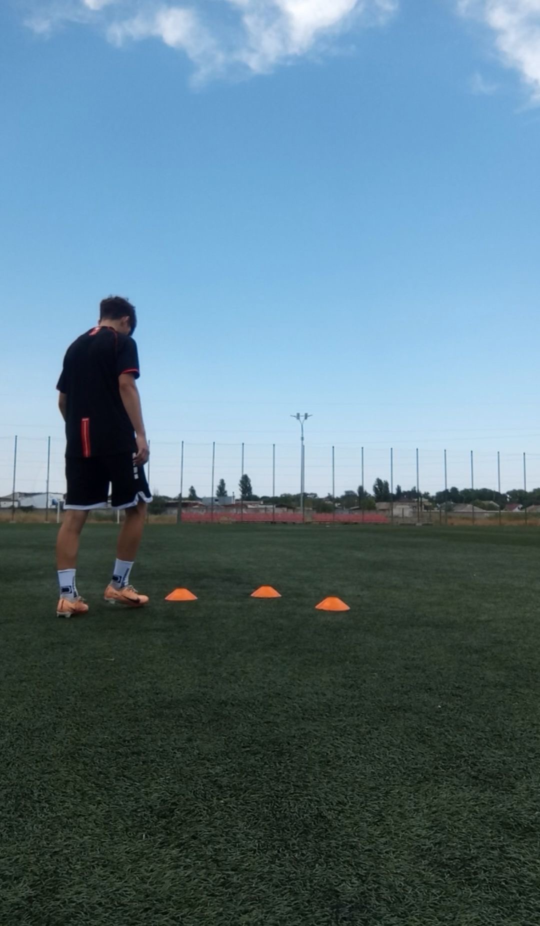 Soccer cone drill training session
